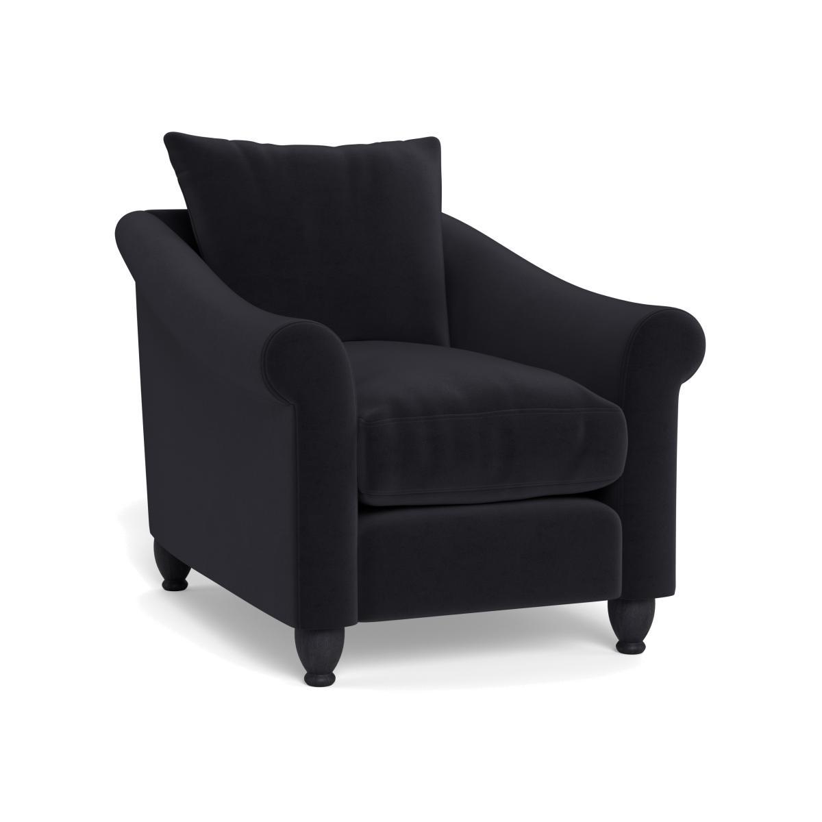 Heal's Devon Armchair Velvet Black Natural Ash Feet - Heal's UK Furniture – image 1
