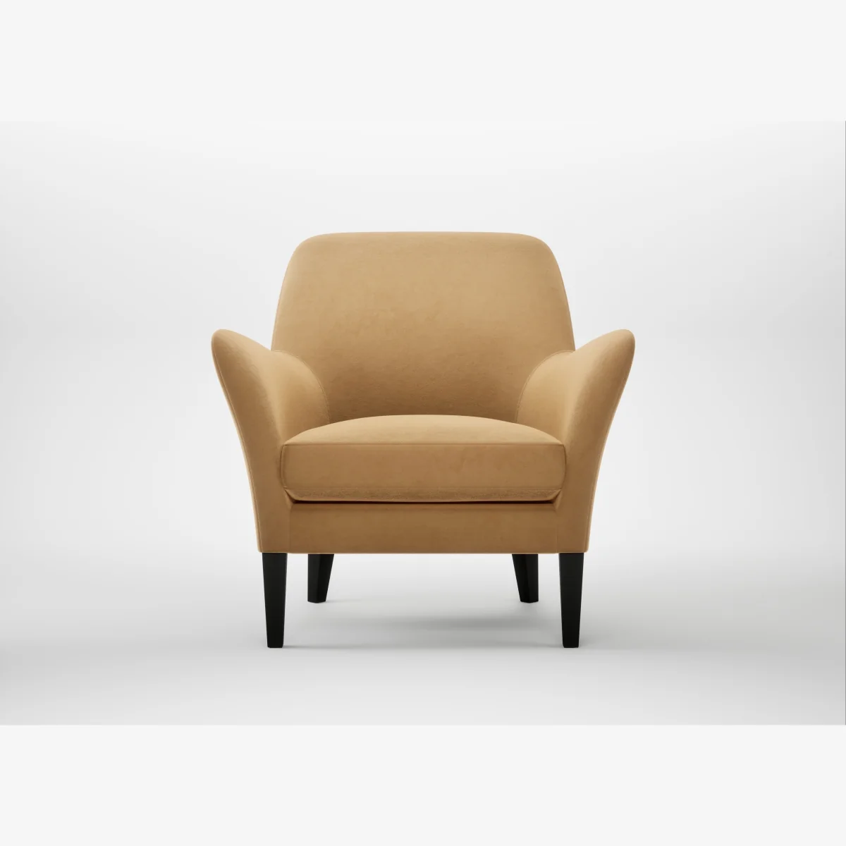 Heal's Wallis Armchair Wool Velvet Camel Black Feet