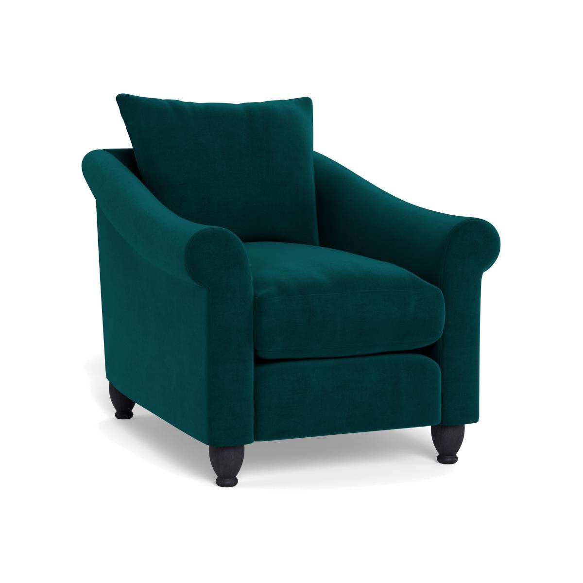 Heal's Devon Armchair Smart Luxe Velvet Ocean Walnut Stain Beech Feet - Heal's UK Furniture – image 1