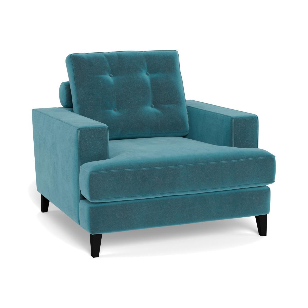 Heal's Mistral Armchair Smart Luxe Velvet Airforce Blue Black Feet - Heal's UK Furniture – image 1