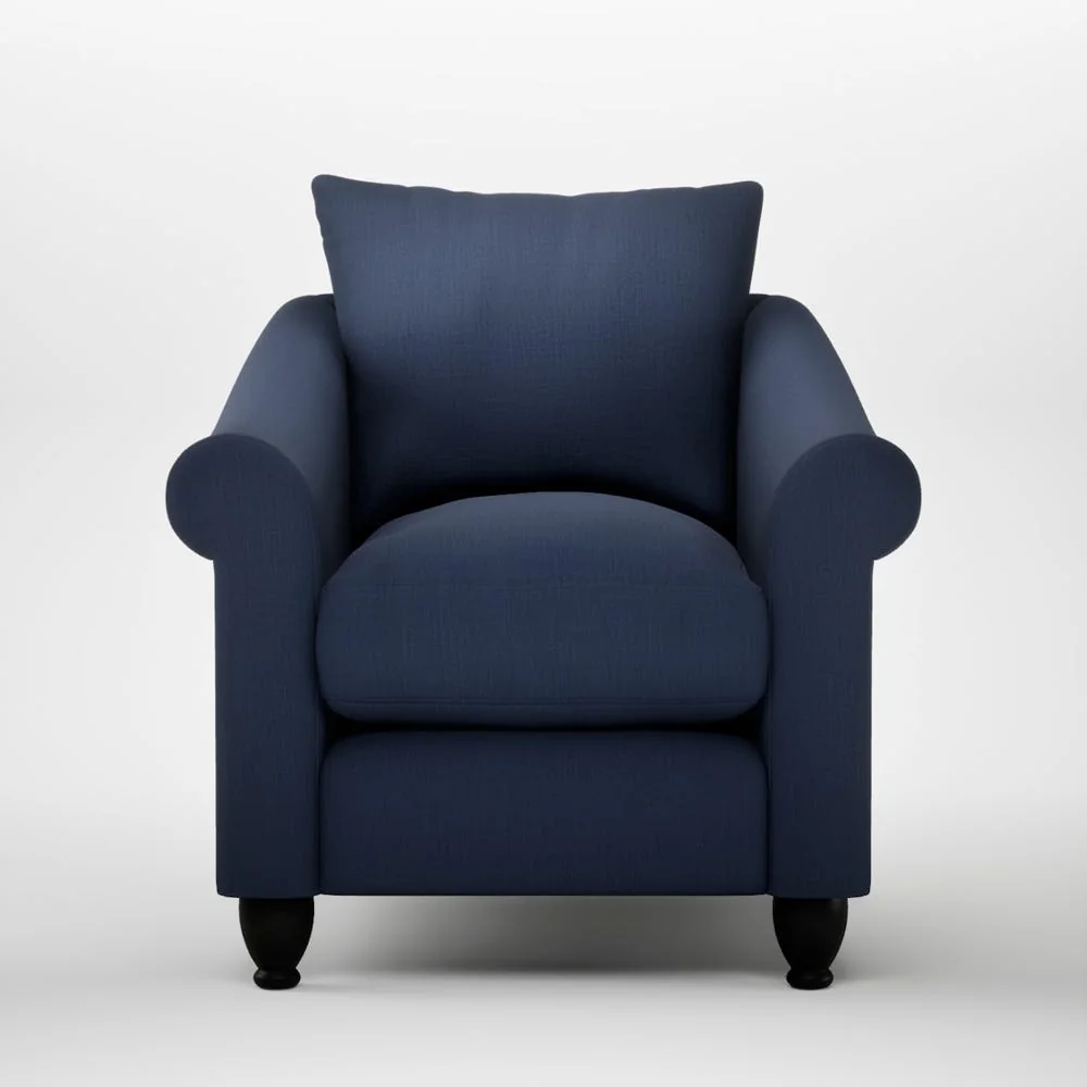Heal's Devon Armchair Smart Cotton Linen Indigo Black Feet – image 2