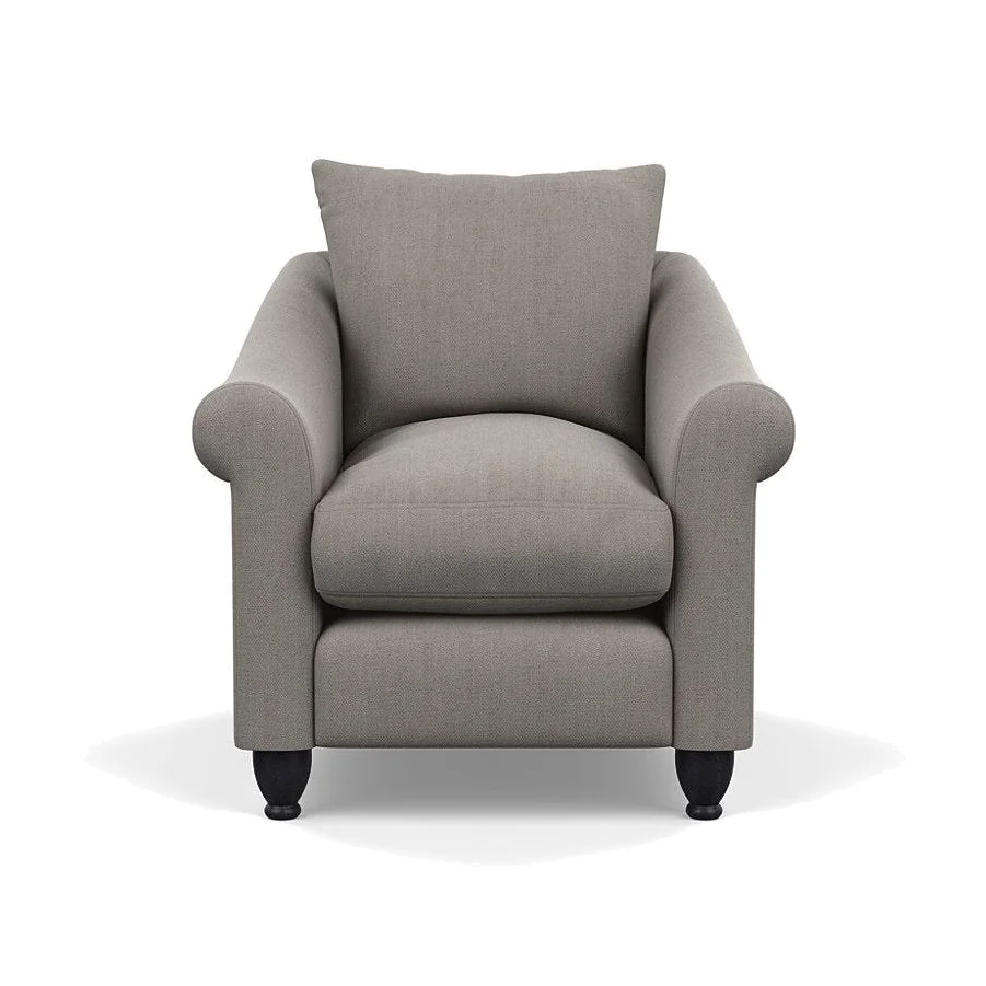 Heal's Devon Armchair Smart Cotton Linen Indigo Black Feet – image 1