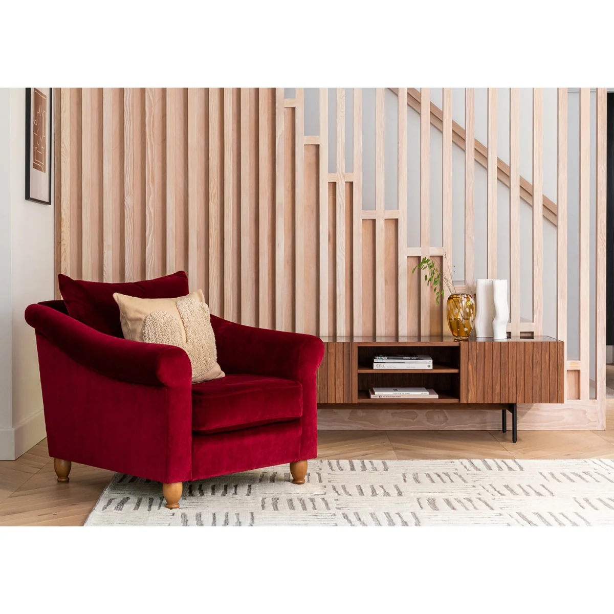 Heal's Devon Armchair Wool Velvet Camel Natural Feet – image 2