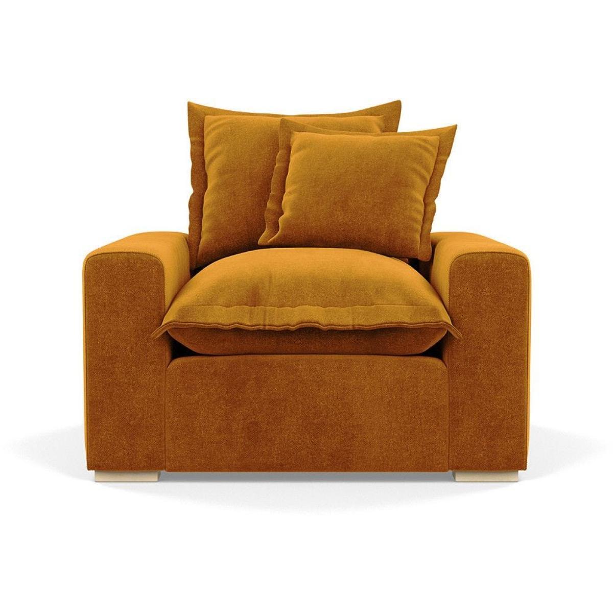 Heal's Brompton Armchair Smart Luxe Velvet Cognac Walnut Stain Feet - Heal's UK Furniture – image 6