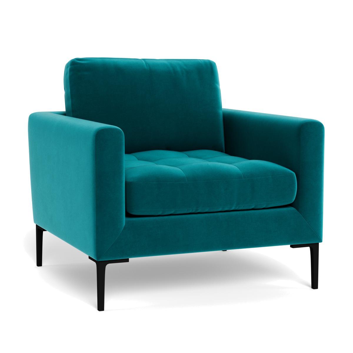 Heal's Eton Armchair Velvet Petrol Brass Feet - Heal's UK Furniture – image 1