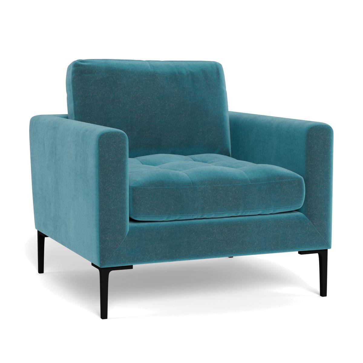 Heal's Eton Armchair Smart Luxe Velvet Airforce Blue Black Feet - Heal's UK Furniture – image 1