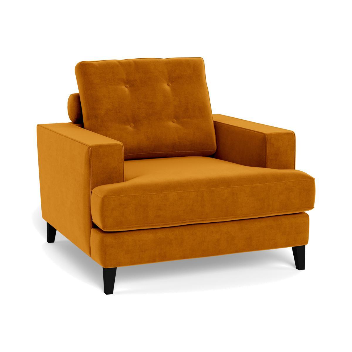 Heal's Mistral Armchair Smart Luxe Velvet Cognac Black Feet - Heal's UK Furniture – image 1