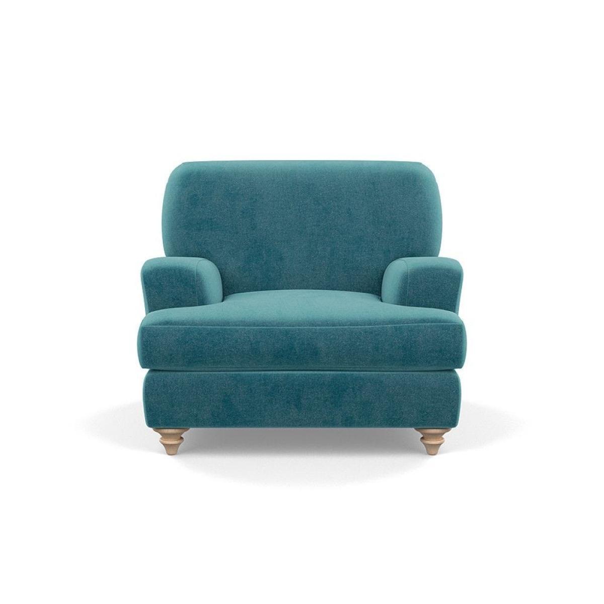 Heal's Hampstead Armchair Velvet Petrol Chestnut Stain Feet - Heal's UK Furniture – image 3