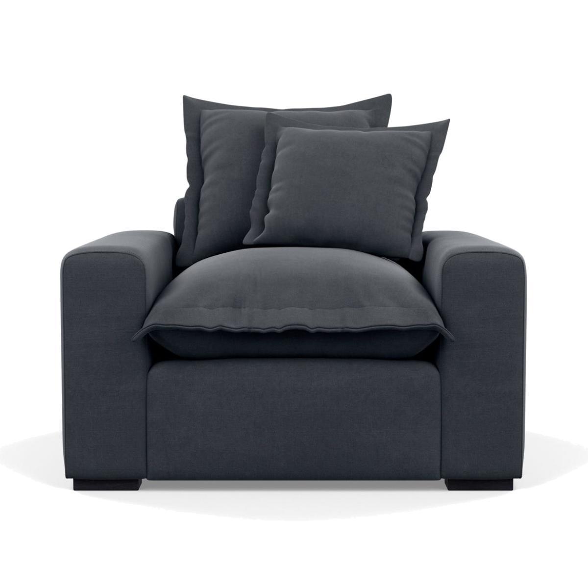 Heal's Brompton Armchair Smart Luxe Velvet Midnight Black Feet - Heal's UK Furniture