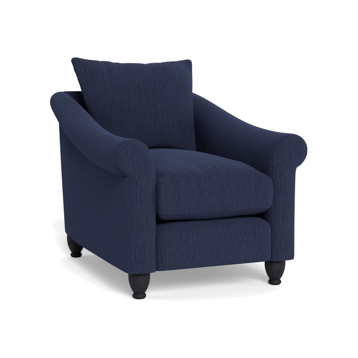 Heal's Devon Armchair Smart Linen Mix Navy Natural Ash Feet - Heal's UK Furniture – image 1