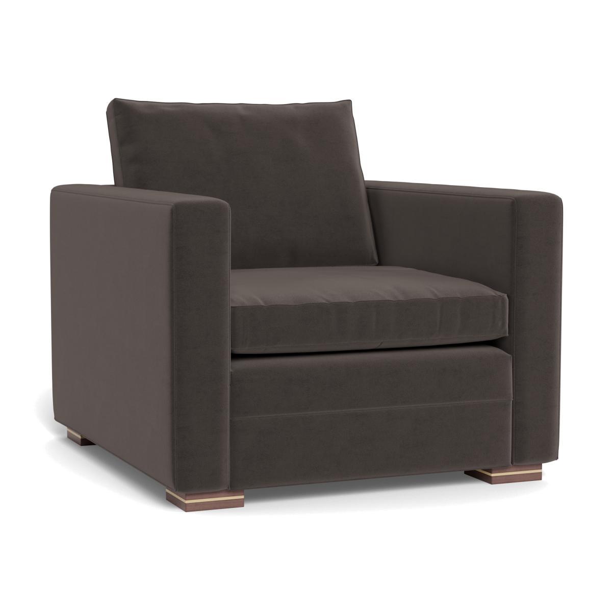 Heal's Palermo Armchair Nobilis Velvet Sable Brass and Walnut Feet - Heal's UK Furniture – image 1
