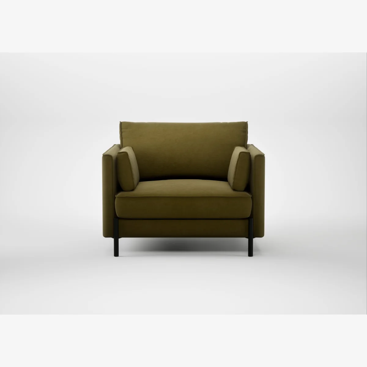 Heal's Tortona Armchair Wool Velvet Olive Black Feet – image 1
