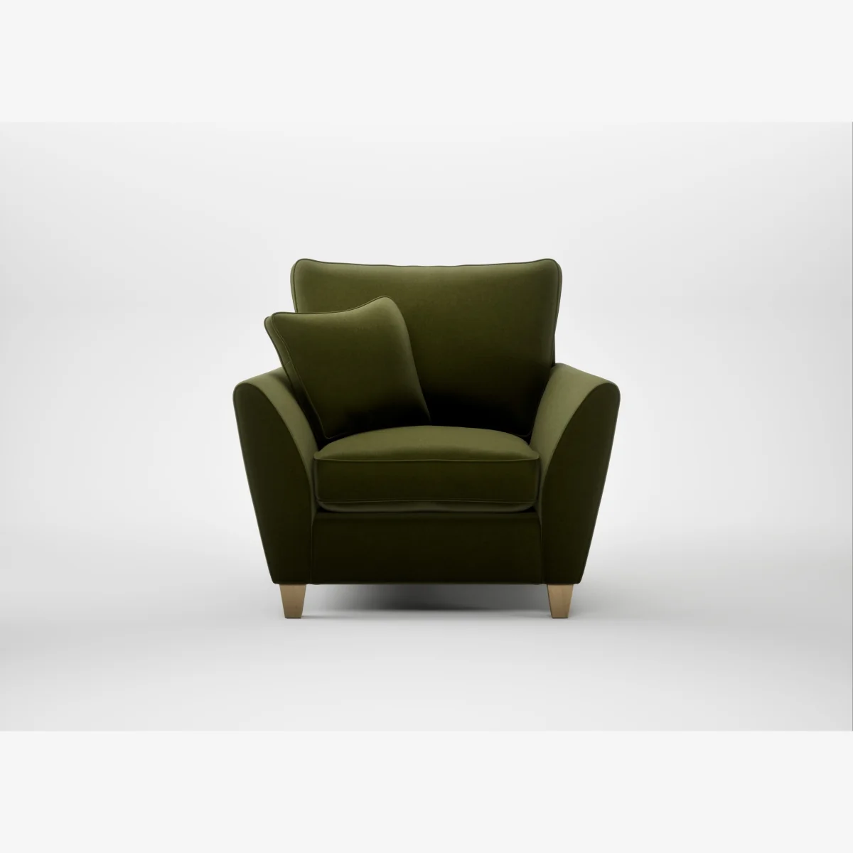 Heal's Torino Armchair Cotton Velvet Evergreen Natural Feet