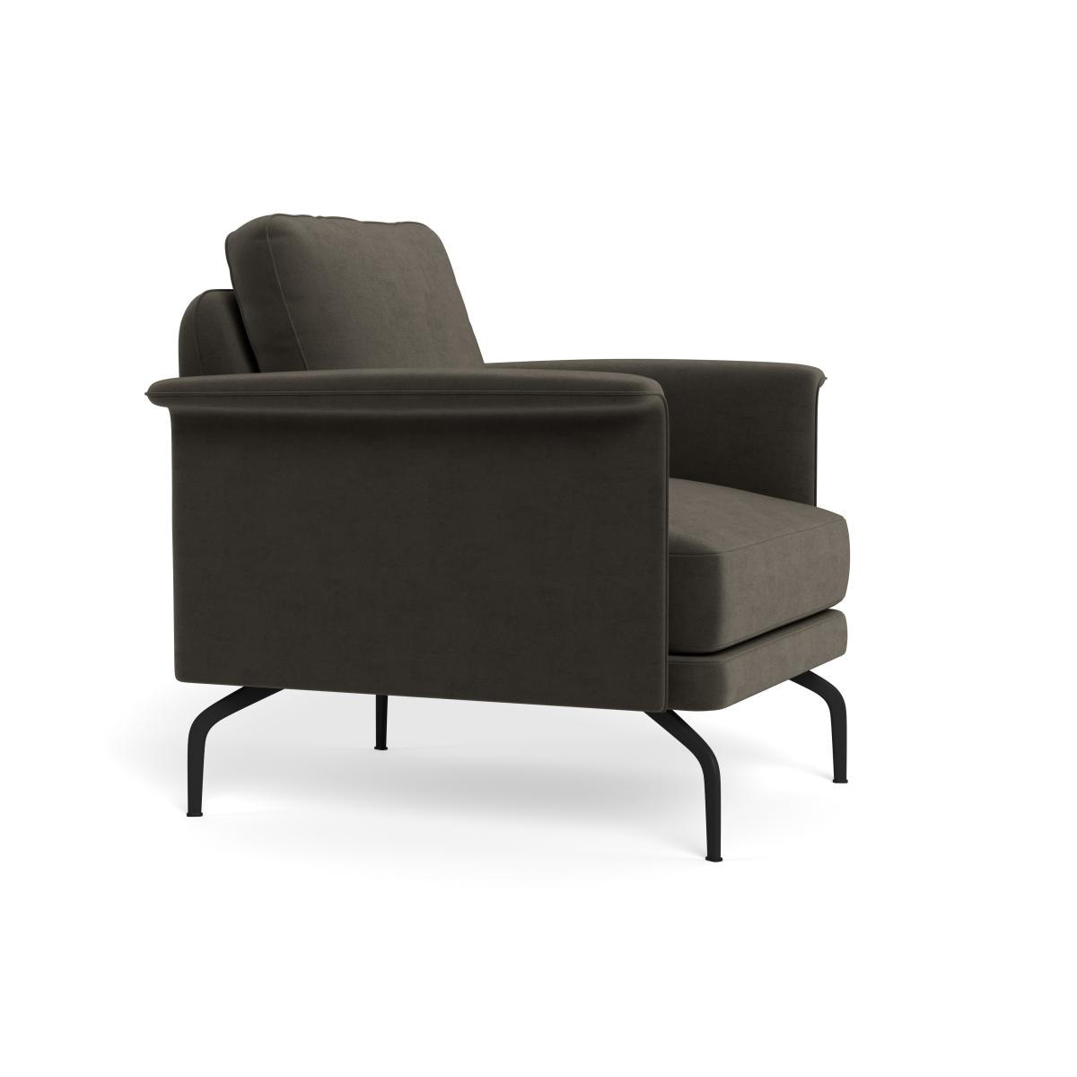 Heal's Iver Armchair Velvet Charcoal Black Feet – image 3