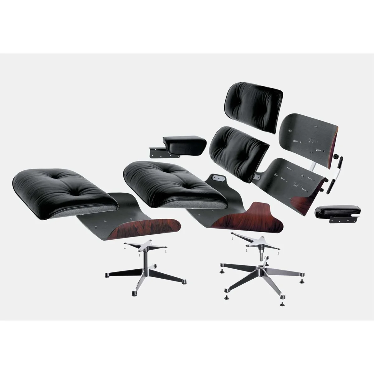 Eames Lounge Chair Walnut Dark Contemporary L50 75 Camel Polished Black Base 04 – image 4