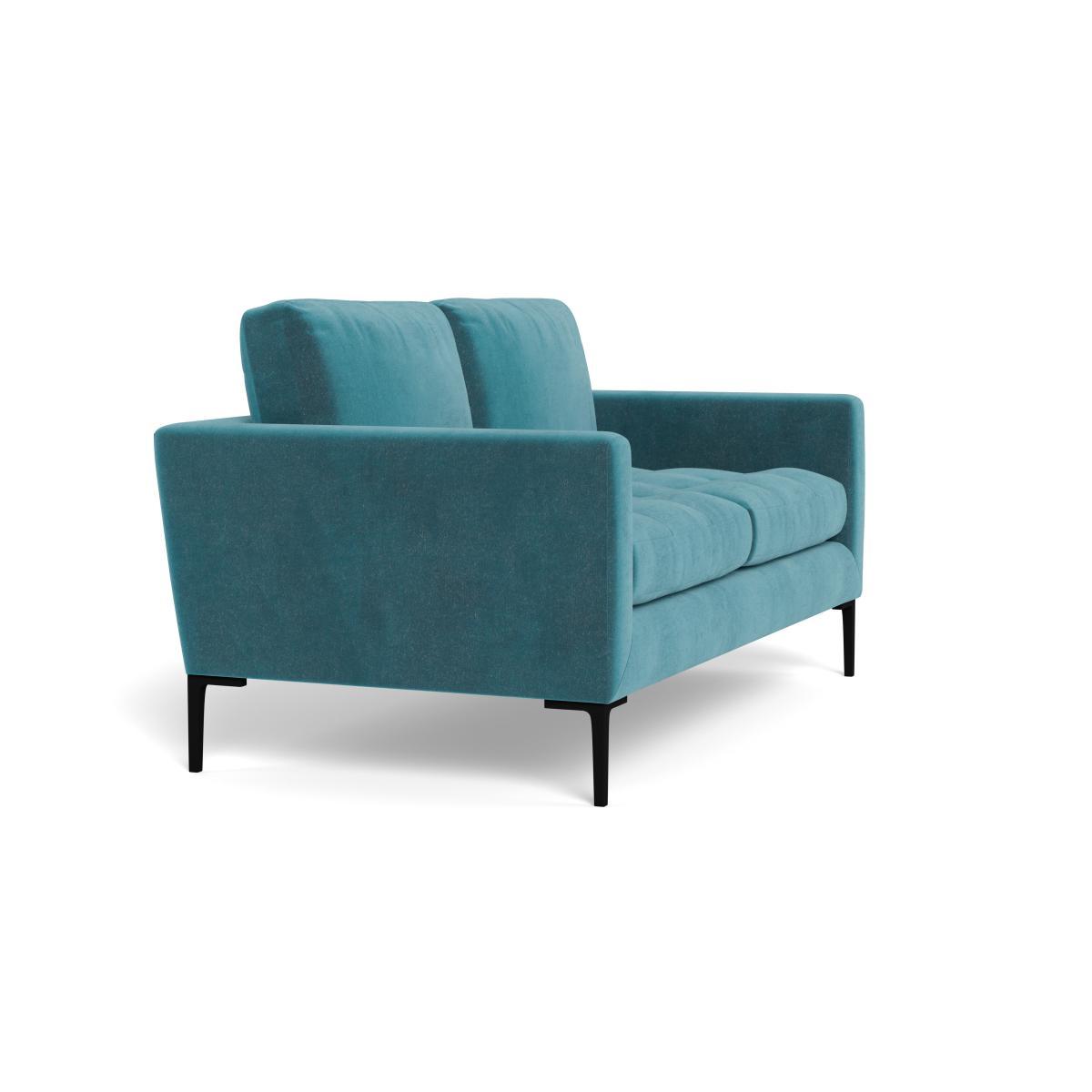 Heal's Eton 2 Seater Sofa Smart Luxe Velvet Airforce Blue Black Feet - Heal's UK Furniture – image 2