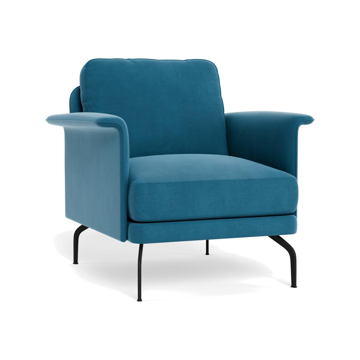 Heal's Iver Armchair Smart Velvet Ocean Black Feet – image 1