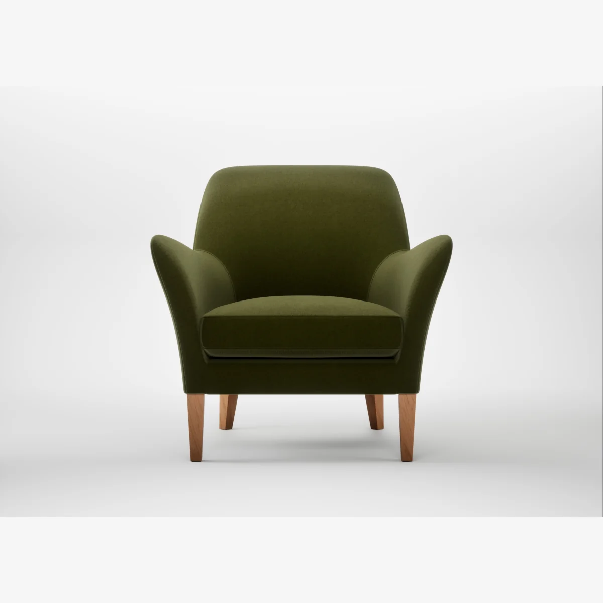 Heal's Wallis Armchair Cotton Velvet Evergreen Natural Feet