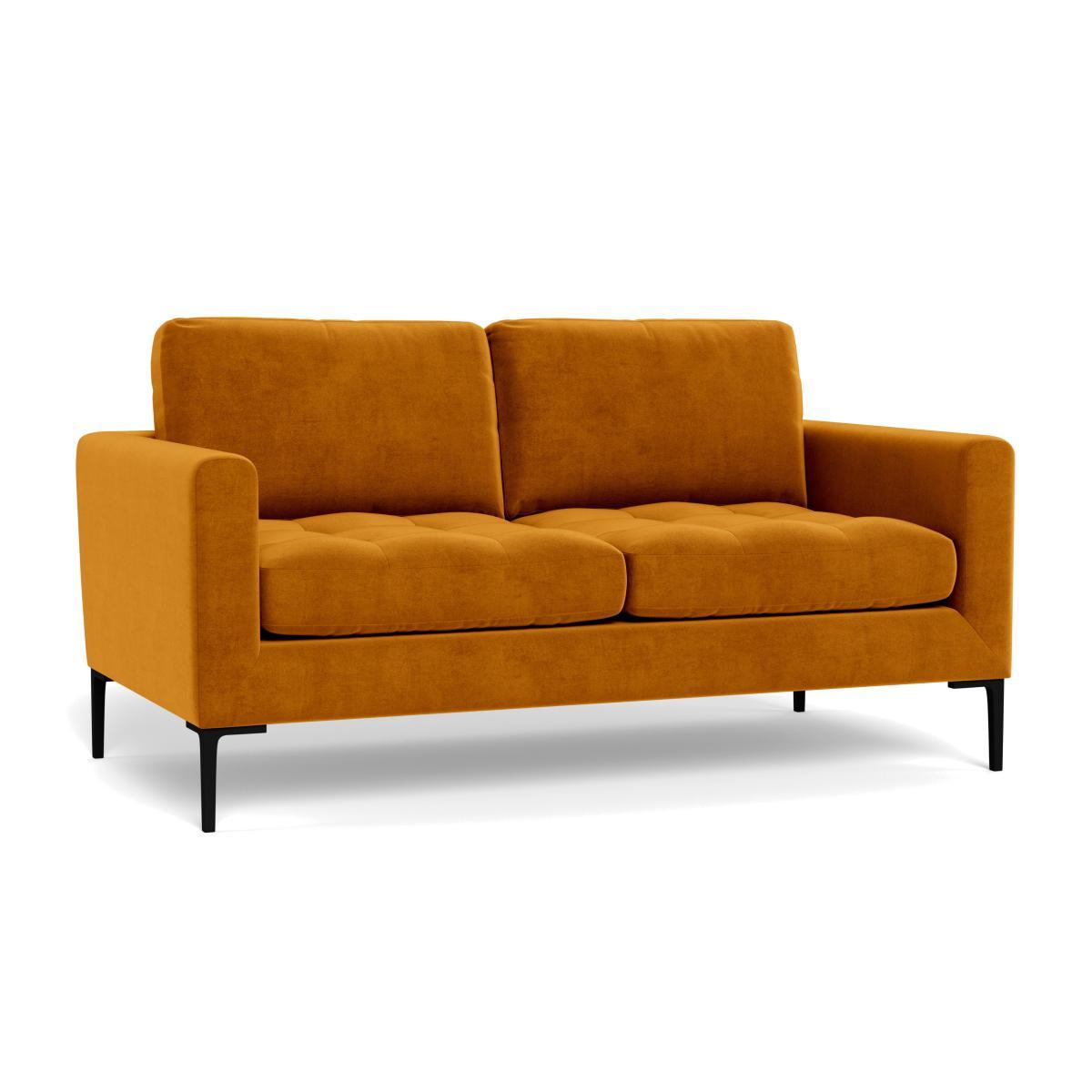 Heal's Eton 2 Seater Sofa Smart Luxe Velvet Cognac Black Feet - Heal's UK Furniture – image 1