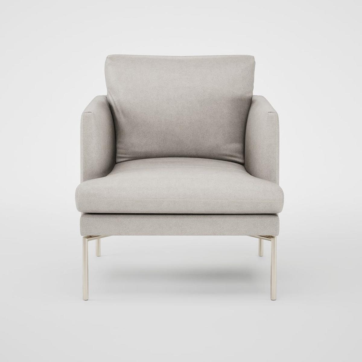 Heal's Matera Armchair Linea Leather White 634 Stainless Steel Foot – image 1