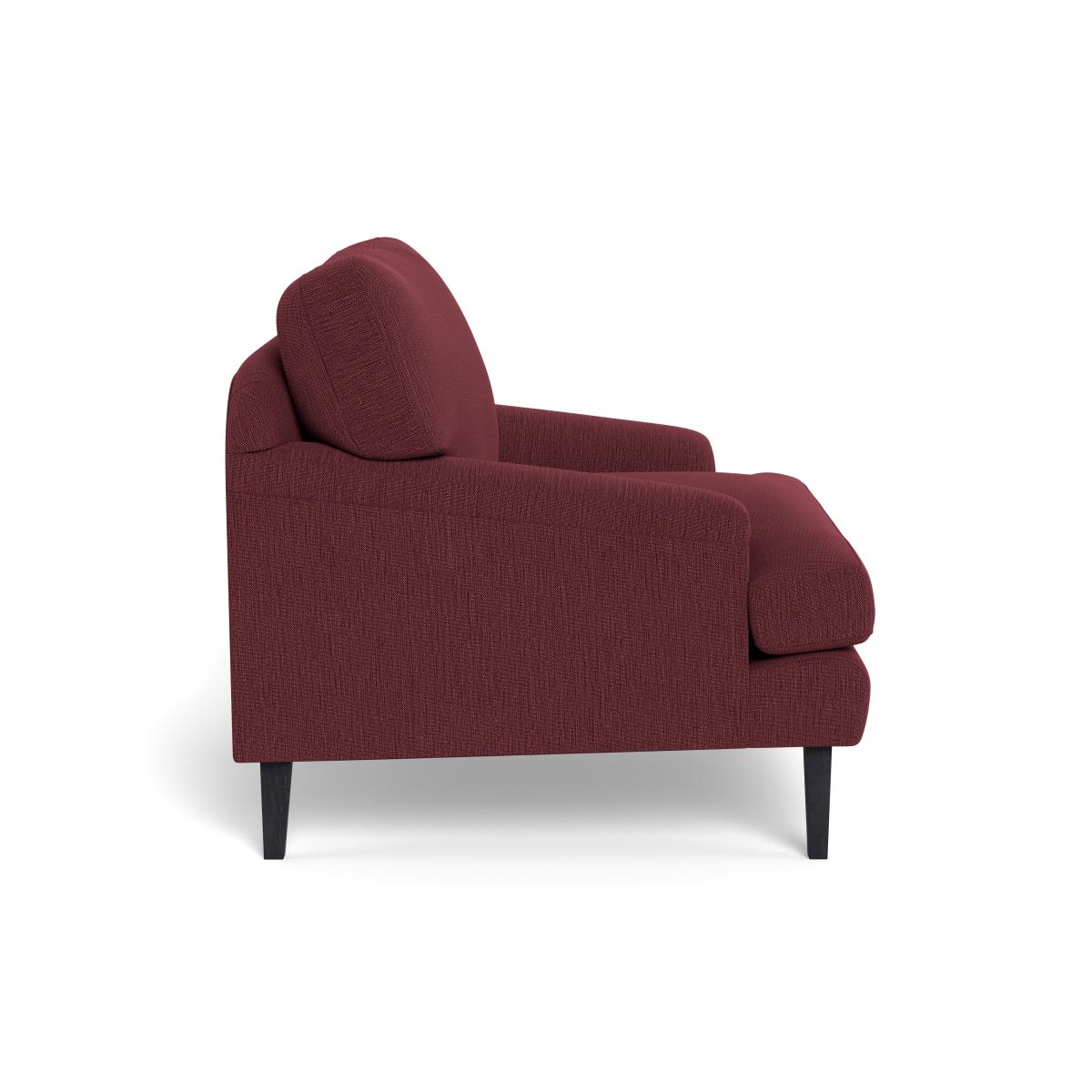 Heal's Stanton Armchair Smart Linen Mix Maroon Walnut Stained Feet – image 4