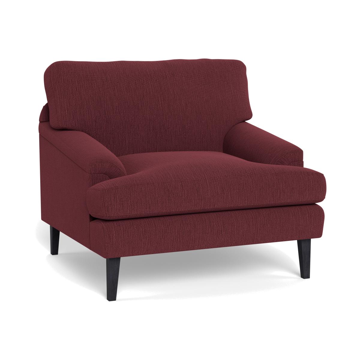 Heal's Stanton Armchair Smart Linen Mix Maroon Walnut Stained Feet – image 1