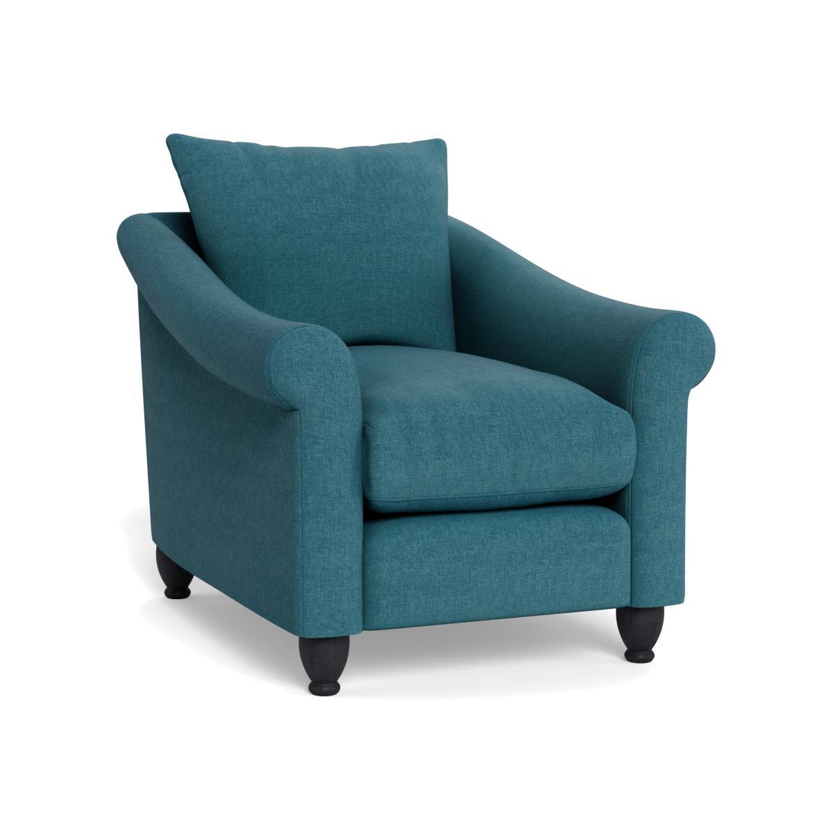 Heal's Devon Armchair Brushed Cotton Cadet Walnut Stain Beech Feet - Heal's UK Furniture – image 1