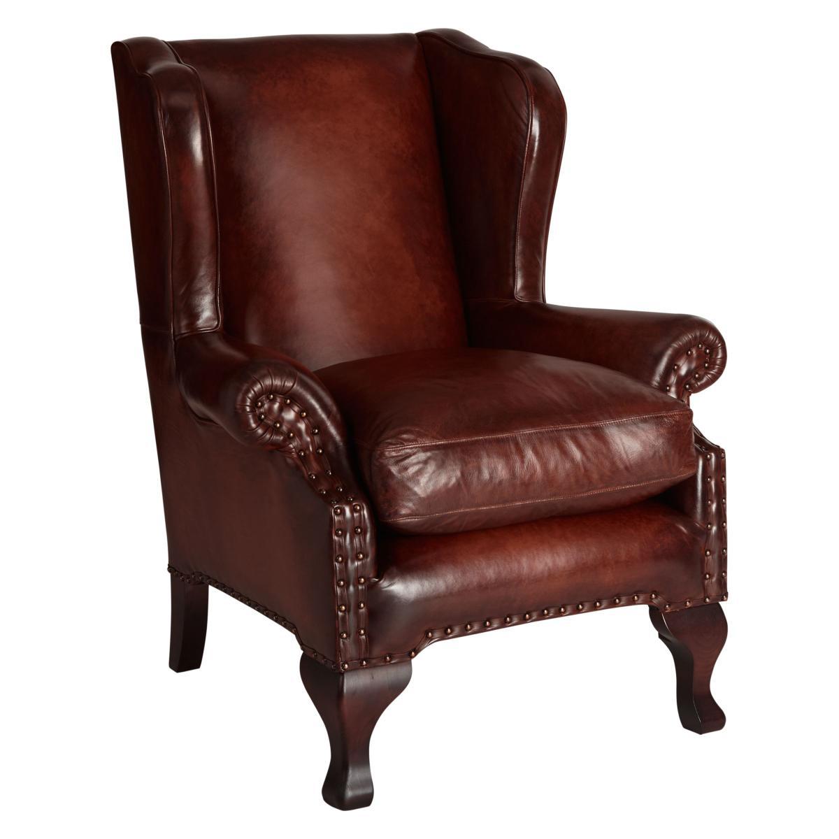 John Lewis & Partners Compton Leather Wing Armchair, Hand Antique – image 3