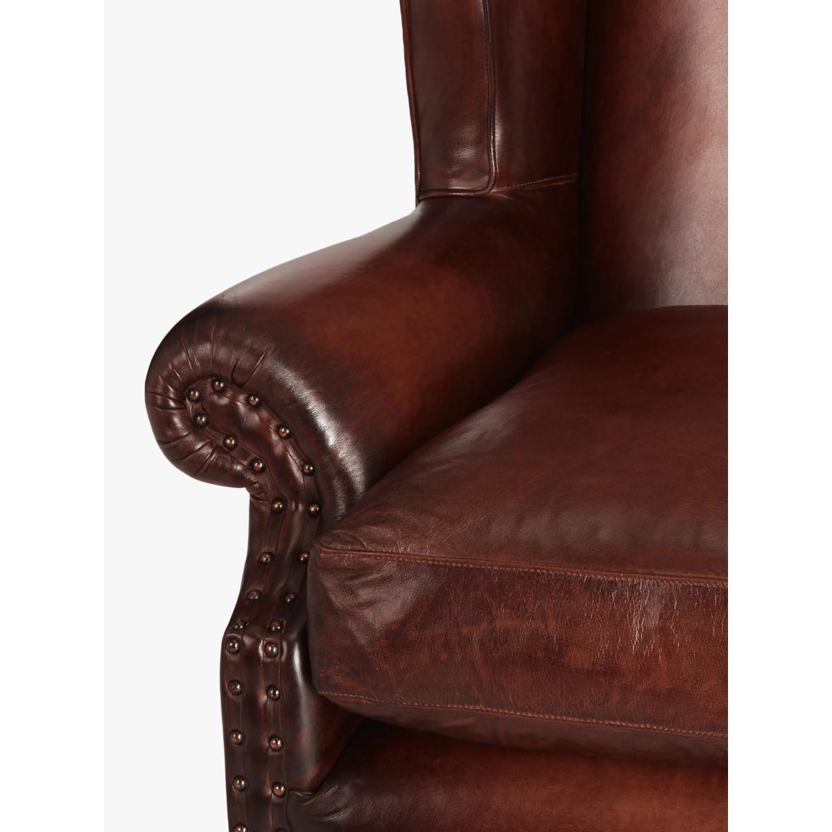 John Lewis & Partners Compton Leather Wing Armchair, Hand Antique – image 6