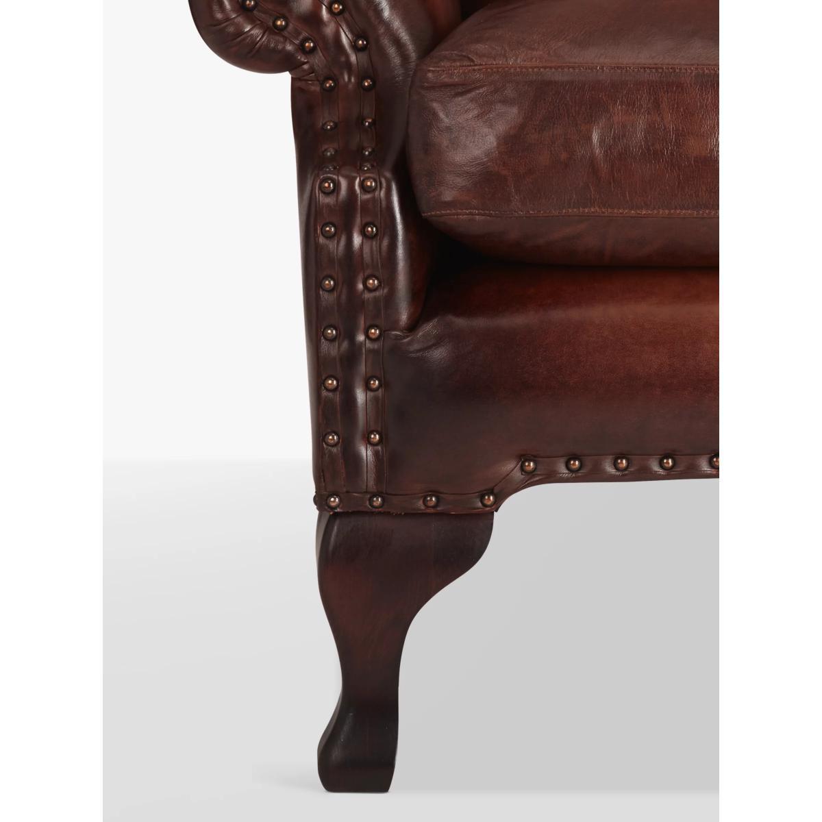 John Lewis & Partners Compton Leather Wing Armchair, Hand Antique – image 7