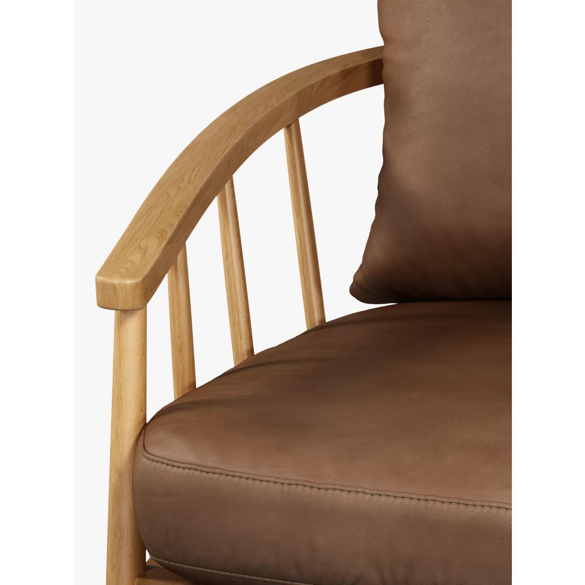 Croft Collection Frome Leather Armchair, Light Wood Frame – image 2