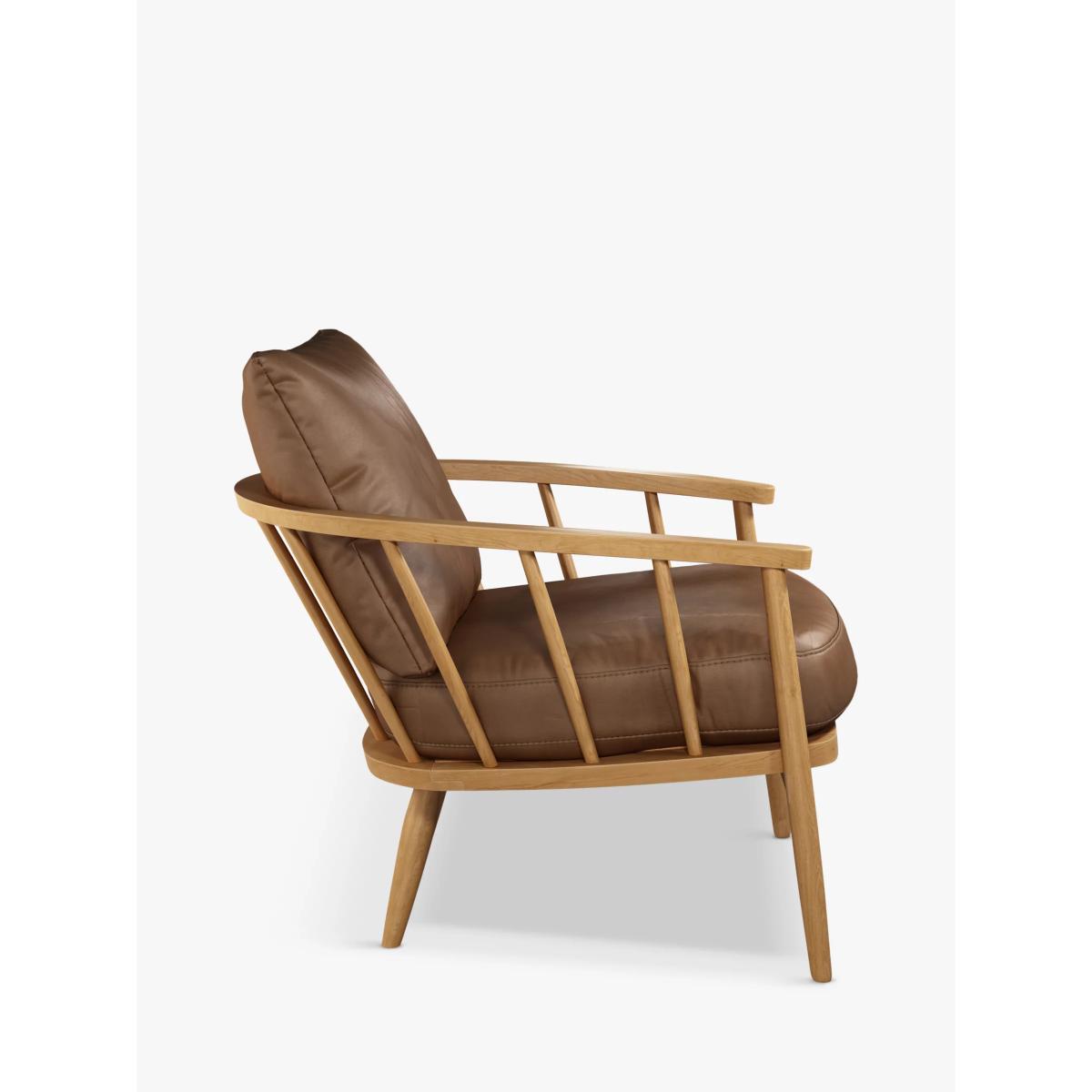 Croft Collection Frome Leather Armchair, Light Wood Frame – image 3