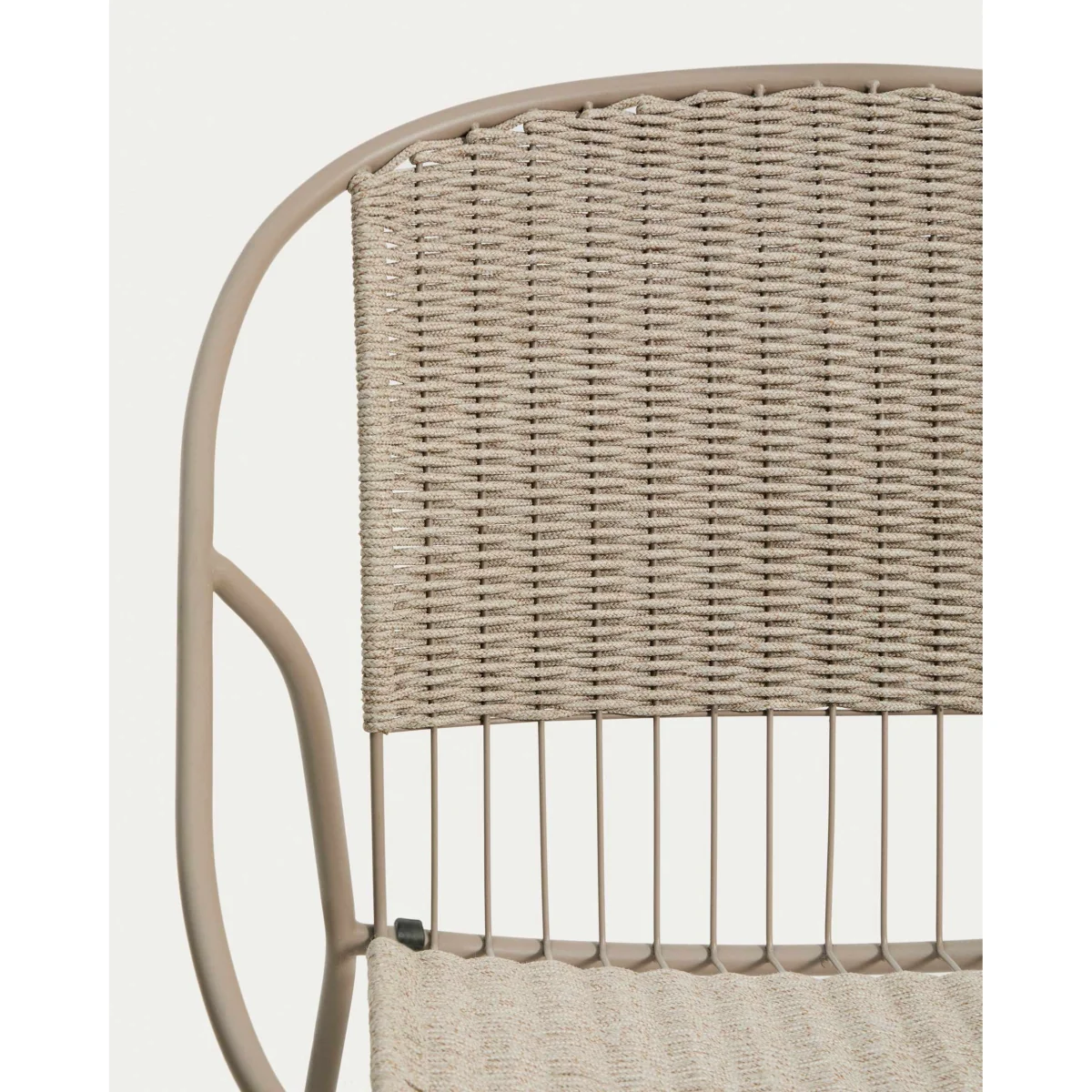 Set of 2 Atrani armchairs in galvanised steel and taupe rope cord with Mesquida side table in glazed terracotta ceramic Ø 36 cm – image 2