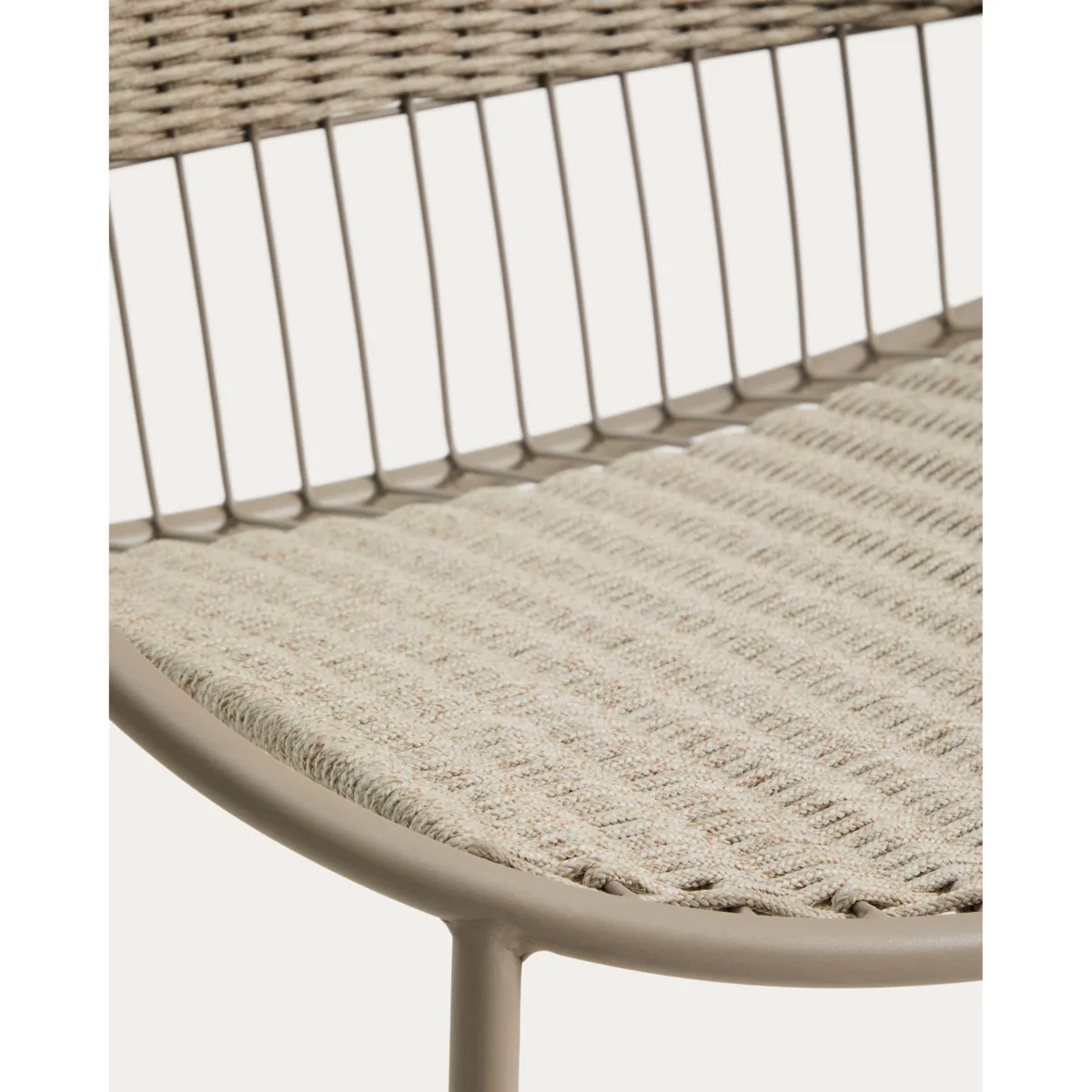 Set of 2 Atrani armchairs in galvanised steel and taupe rope cord with Mesquida side table in glazed terracotta ceramic Ø 36 cm – image 5