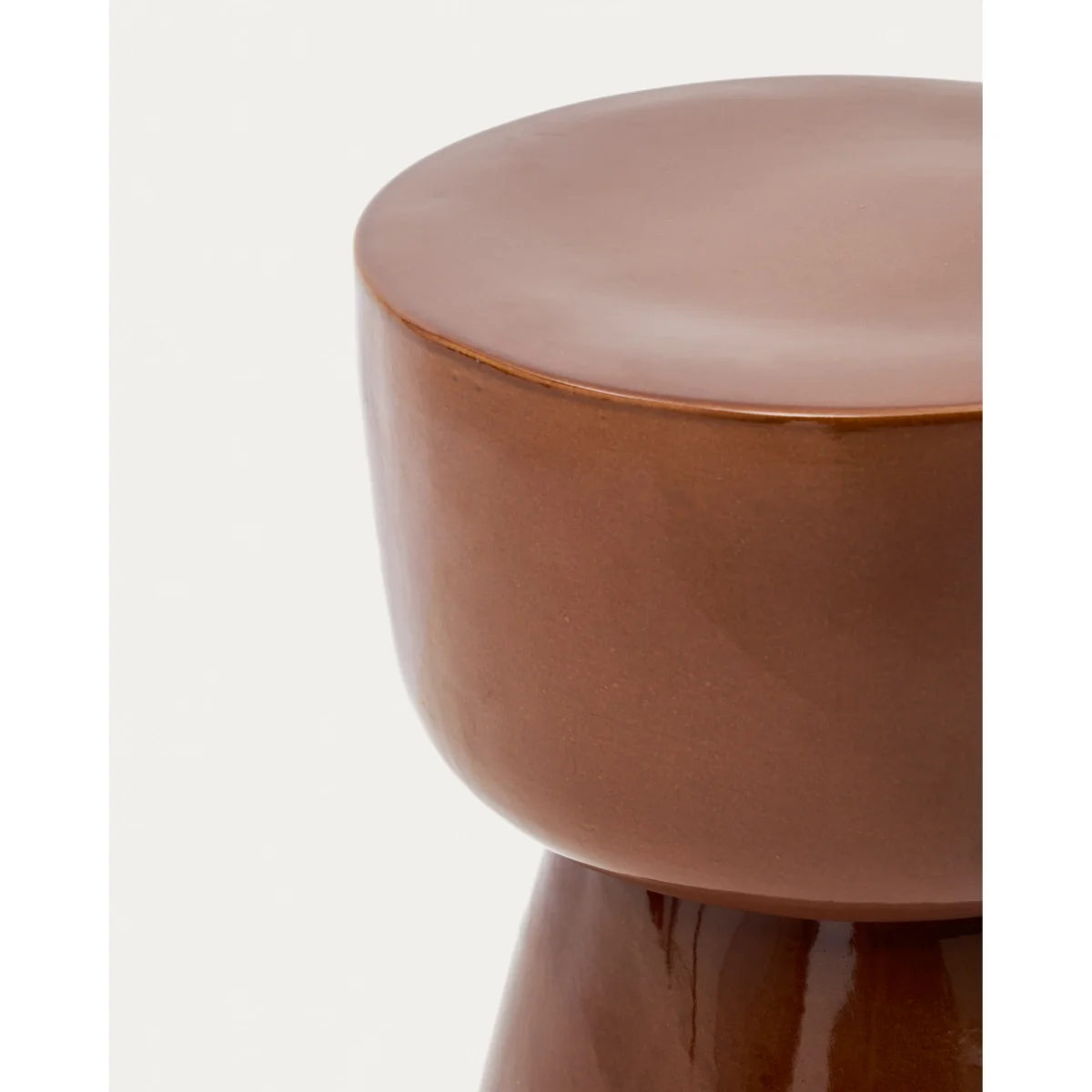 Set of 2 Atrani armchairs in galvanised steel and taupe rope cord with Mesquida side table in glazed terracotta ceramic Ø 36 cm – image 7