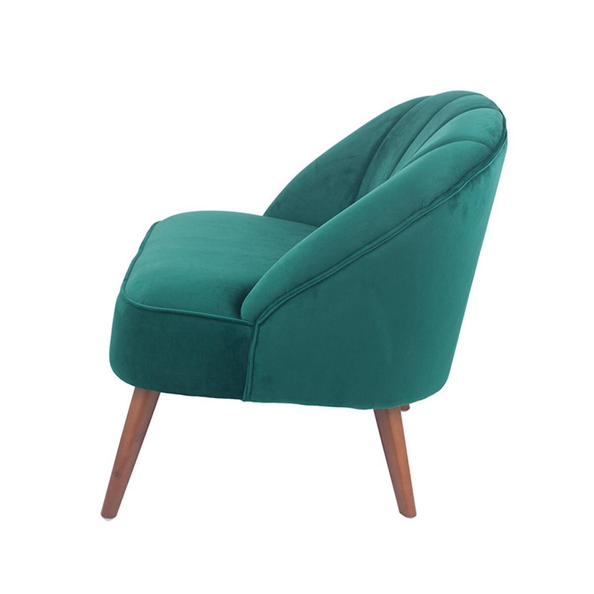 Forest Green Velvet Chair with Walnut Effect Legs – image 4