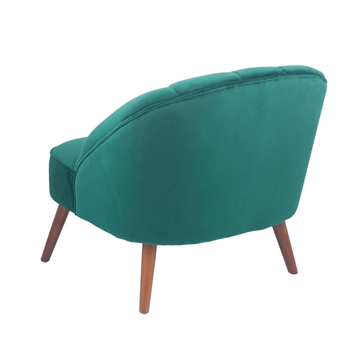 Forest Green Velvet Chair with Walnut Effect Legs – image 5