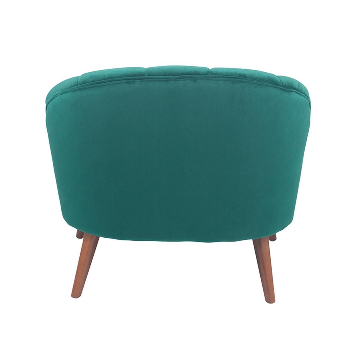 Forest Green Velvet Chair with Walnut Effect Legs – image 6