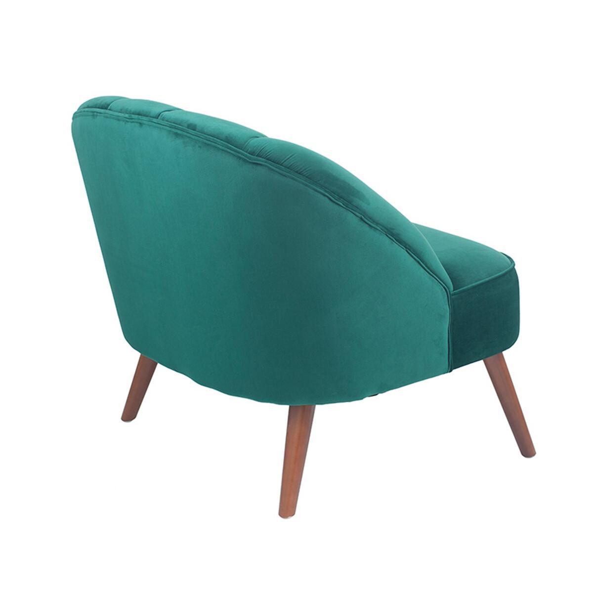 Forest Green Velvet Chair with Walnut Effect Legs – image 7