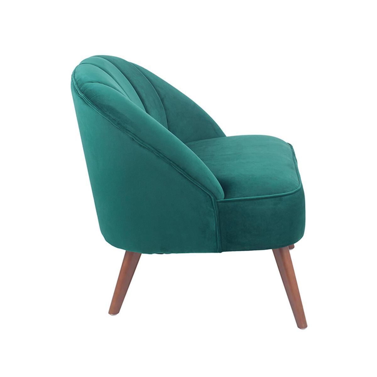 Forest Green Velvet Chair with Walnut Effect Legs – image 8