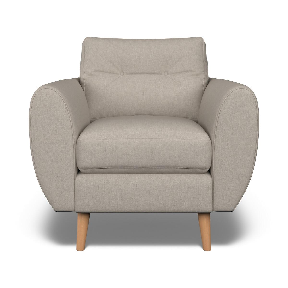 Ada Scandi Buttoned Soft Brushed Armchair with Light Wood Legs – image 3
