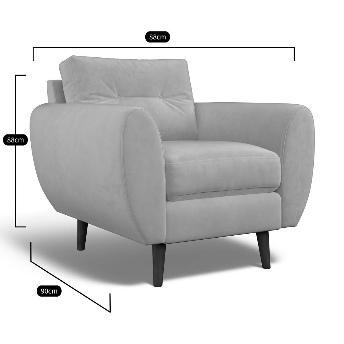 Ada Scandi Buttoned Soft Brushed Armchair with Light Wood Legs – image 6