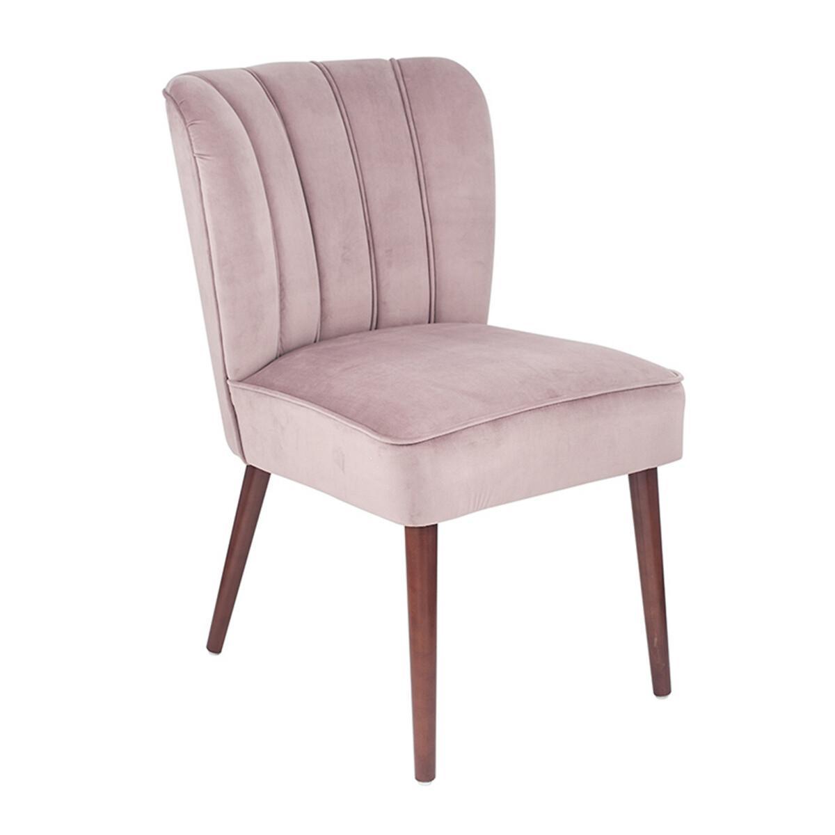 Blush Pink Velvet Dining Chair Walnut Effect Legs – image 2