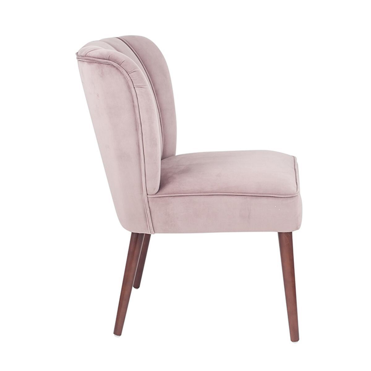Blush Pink Velvet Dining Chair Walnut Effect Legs – image 3