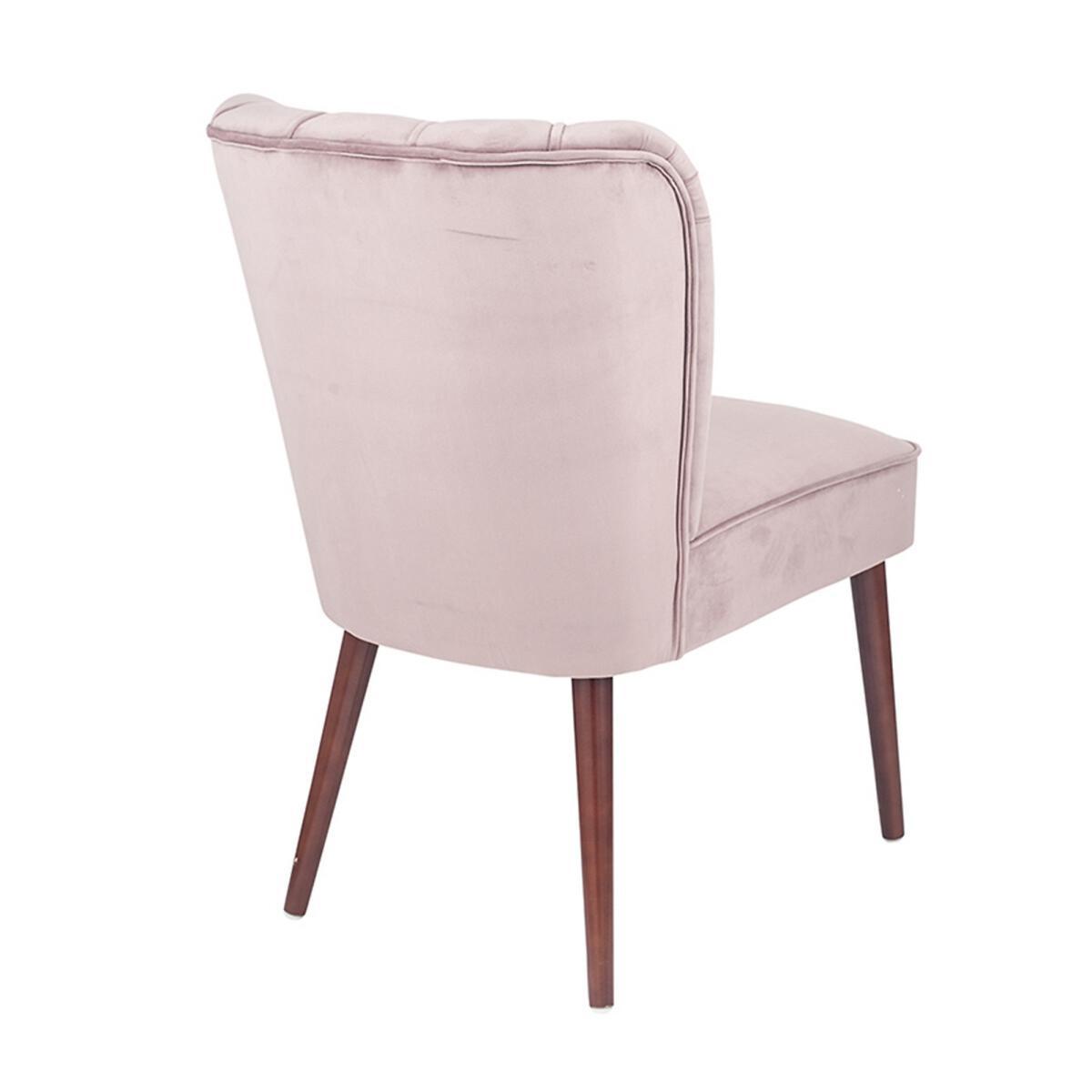 Blush Pink Velvet Dining Chair Walnut Effect Legs – image 4