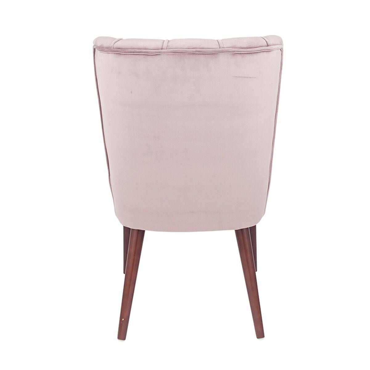Blush Pink Velvet Dining Chair Walnut Effect Legs – image 5
