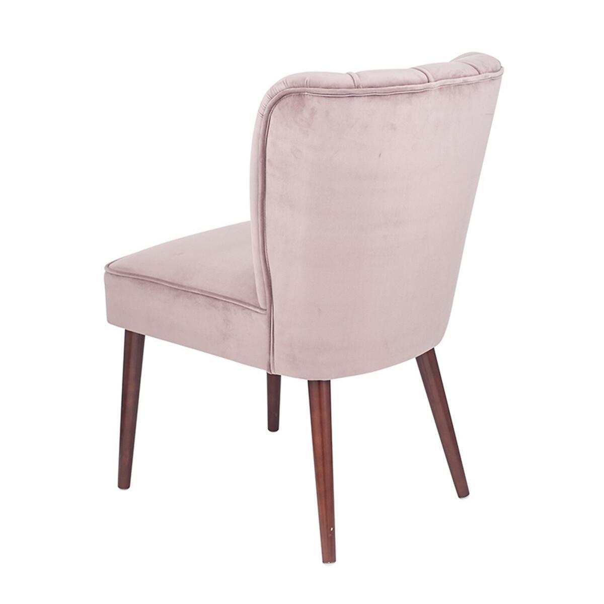 Blush Pink Velvet Dining Chair Walnut Effect Legs – image 6
