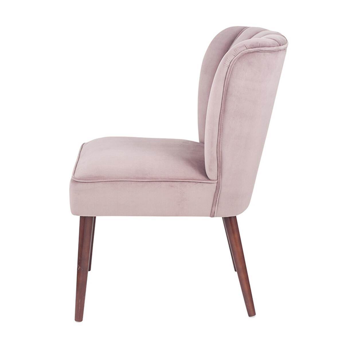 Blush Pink Velvet Dining Chair Walnut Effect Legs – image 7