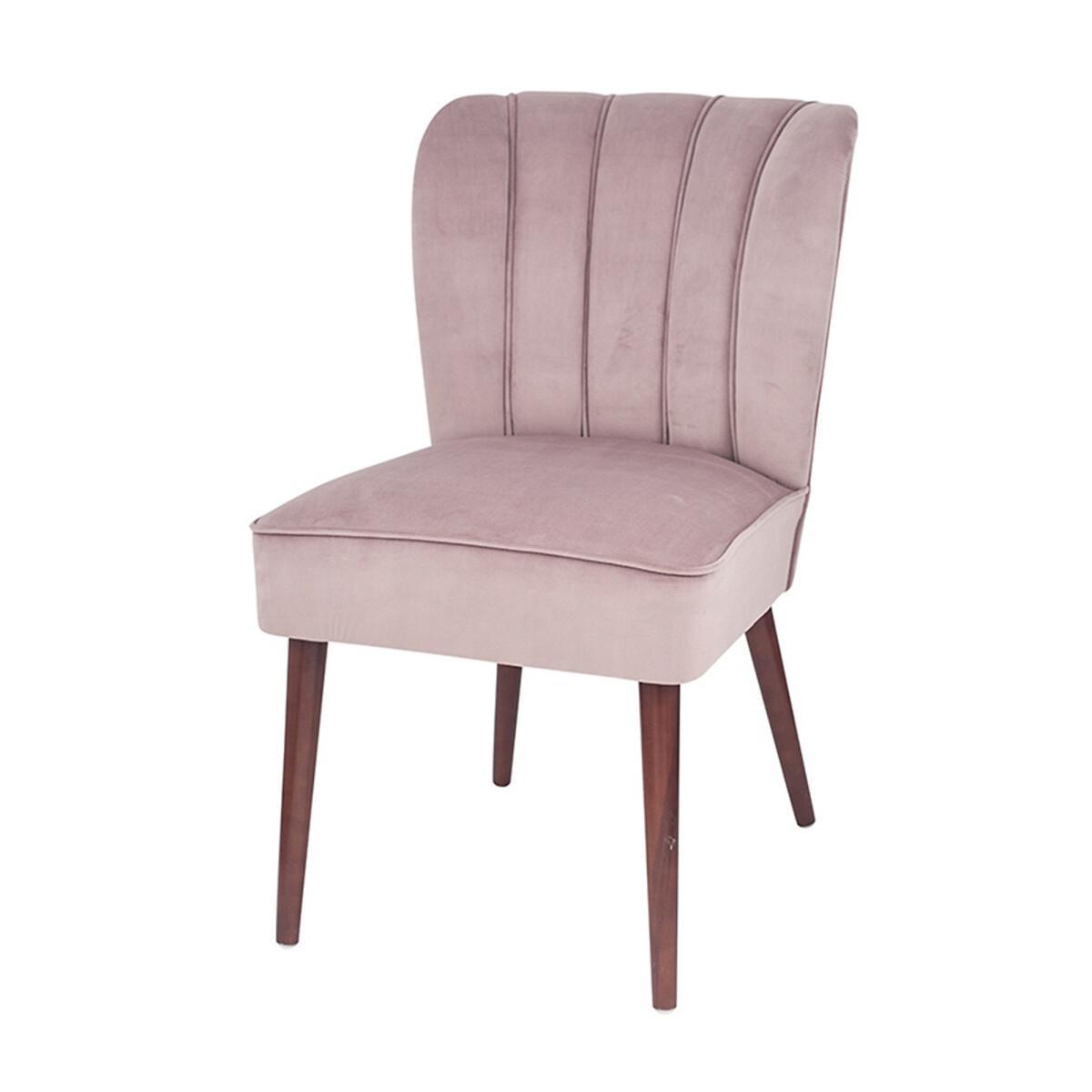 Blush Pink Velvet Dining Chair Walnut Effect Legs – image 8