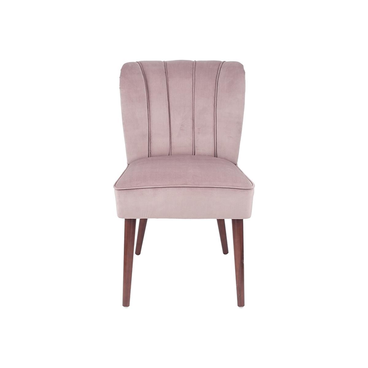 Blush Pink Velvet Dining Chair Walnut Effect Legs – image 1